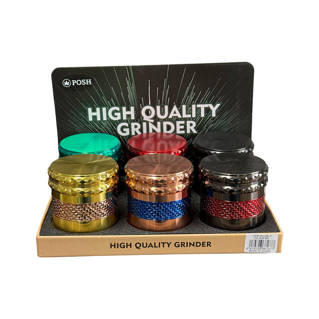 POSH Premium 4-Piece Herb Grinder - 6/Display [ GR 21 ]