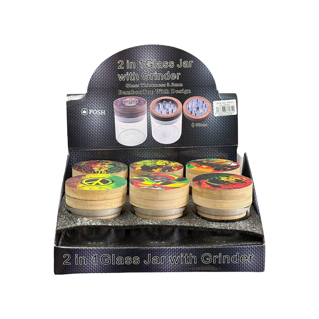 Reggae & Rasta Grinder with Bamboo Lid Art Series- 6/Display [ GR 01 ]