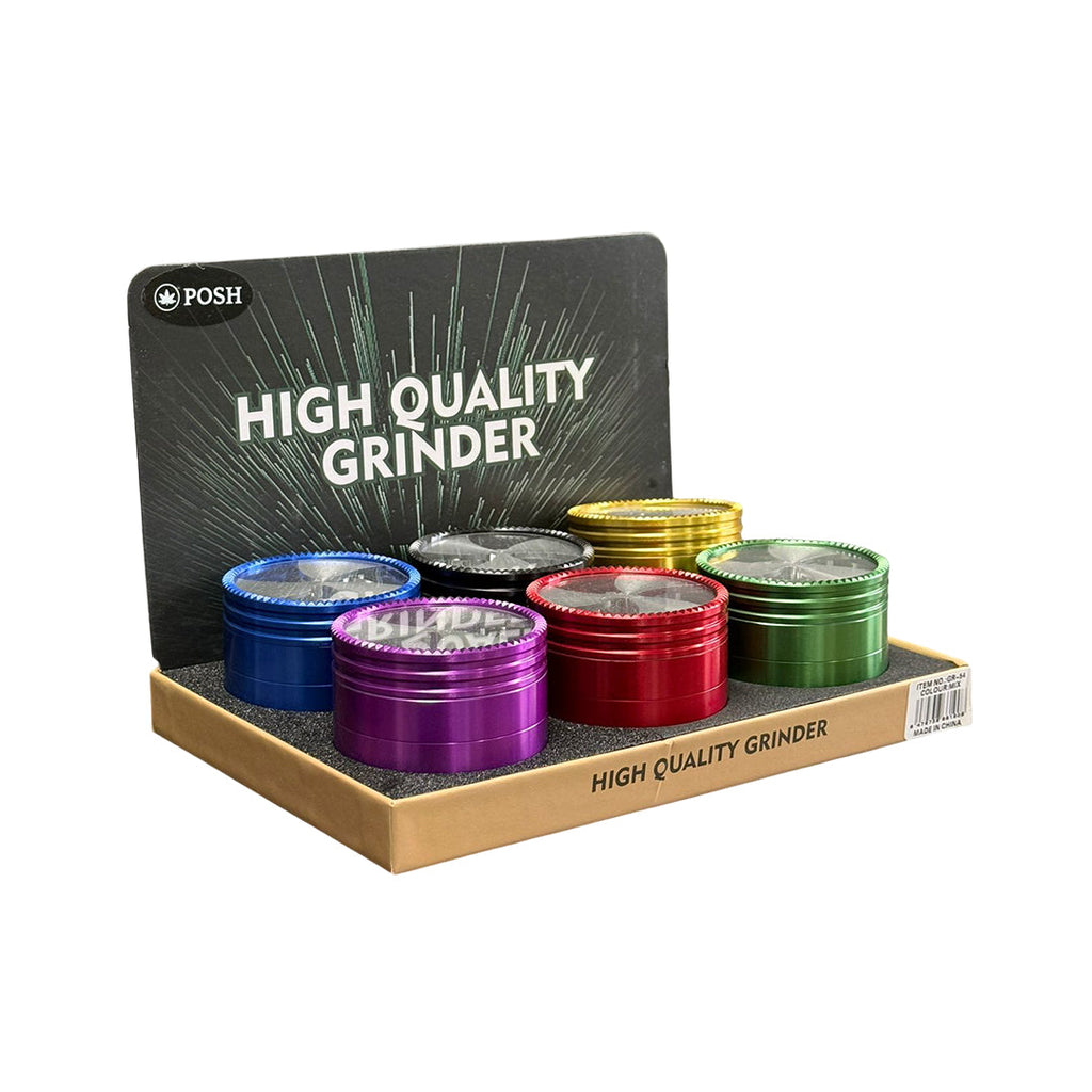 POSH Clear-Top Classic 4-Piece Herb Grinder - 6/Display [ GR 54 ]
