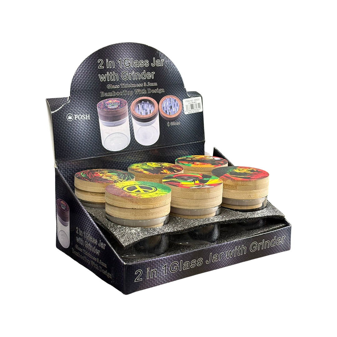 Reggae & Rasta Grinder with Bamboo Lid Art Series- 6/Display [ GR 01 ]
