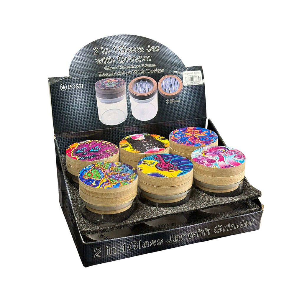 Psychedelic Grinder with Bamboo Lid Art Series- 6/Display [ GR 02 ]