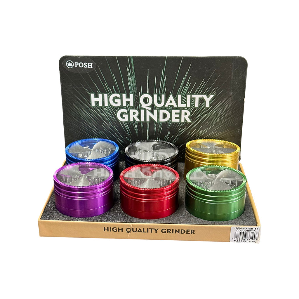POSH Clear-Top Classic 4-Piece Herb Grinder - 6/Display [ GR 54 ]
