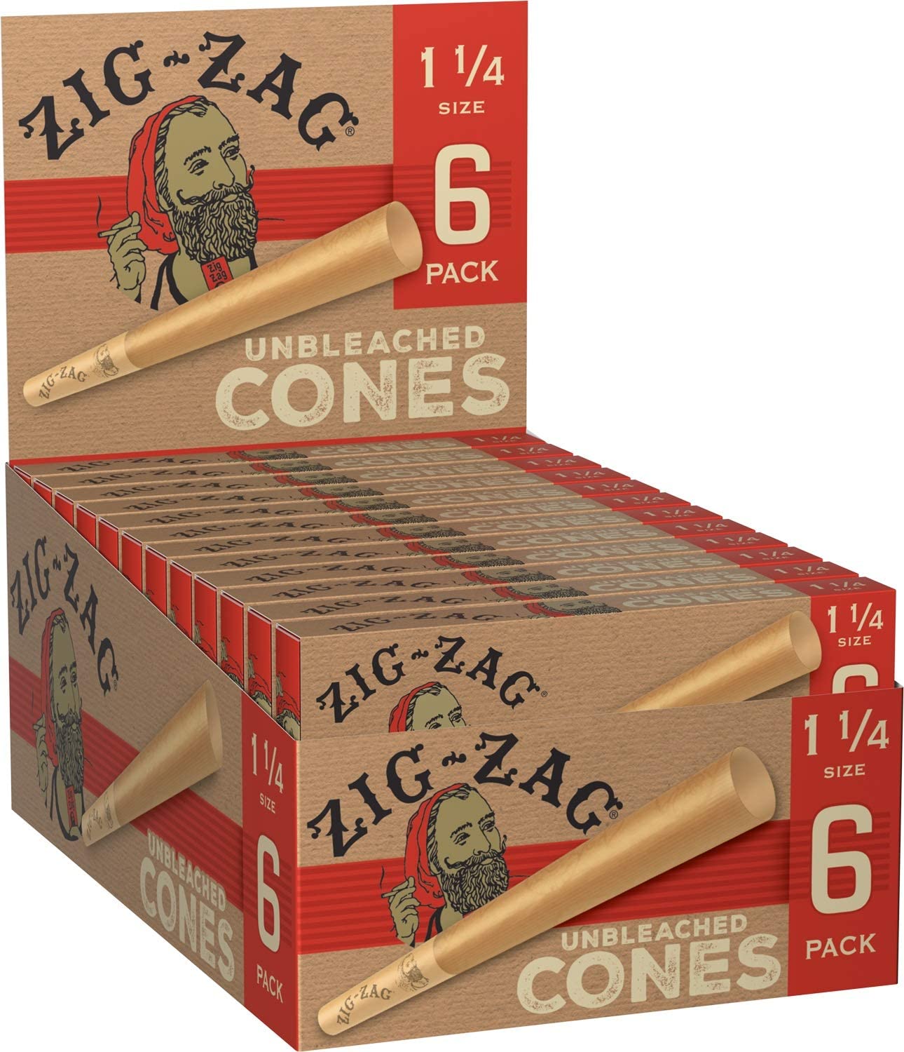 Zig-Zag Unbleached Paper Cones 1 1/4 (24 -Packs of 6)